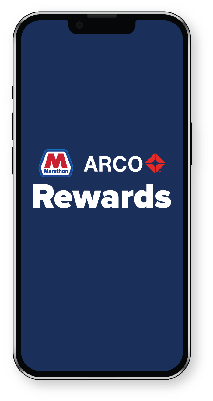 Phone displaying Marathon ARCO Rewards logo