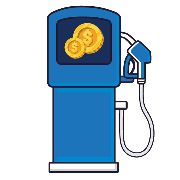 gas pump with coins
