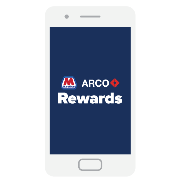 mobile phone with marathon arco rewards logos